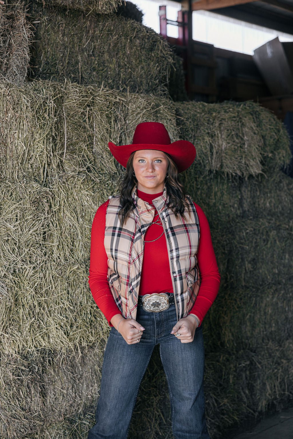 Plaid Check Print Vest -  Medium remaining