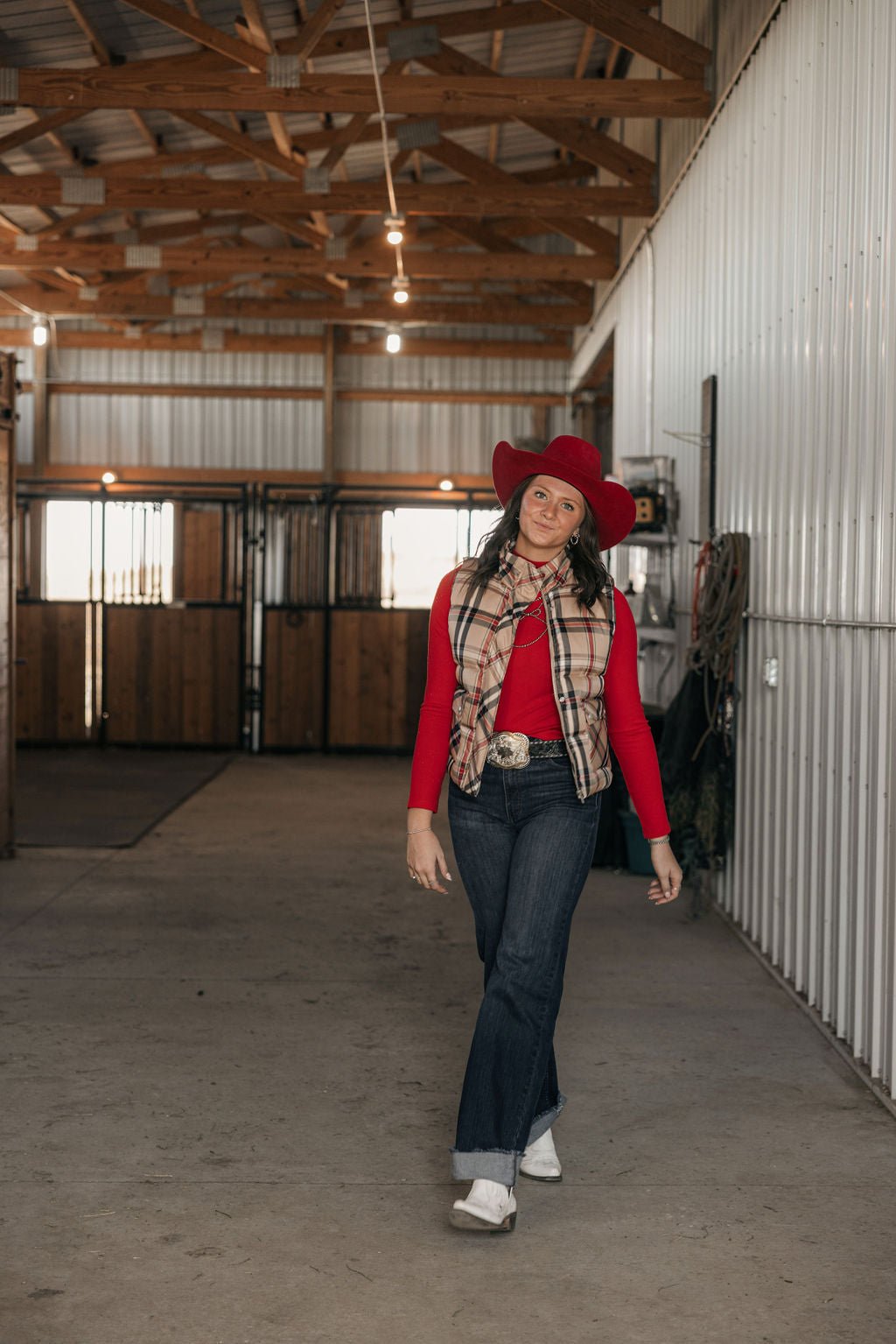 Plaid Check Print Vest -  Medium remaining