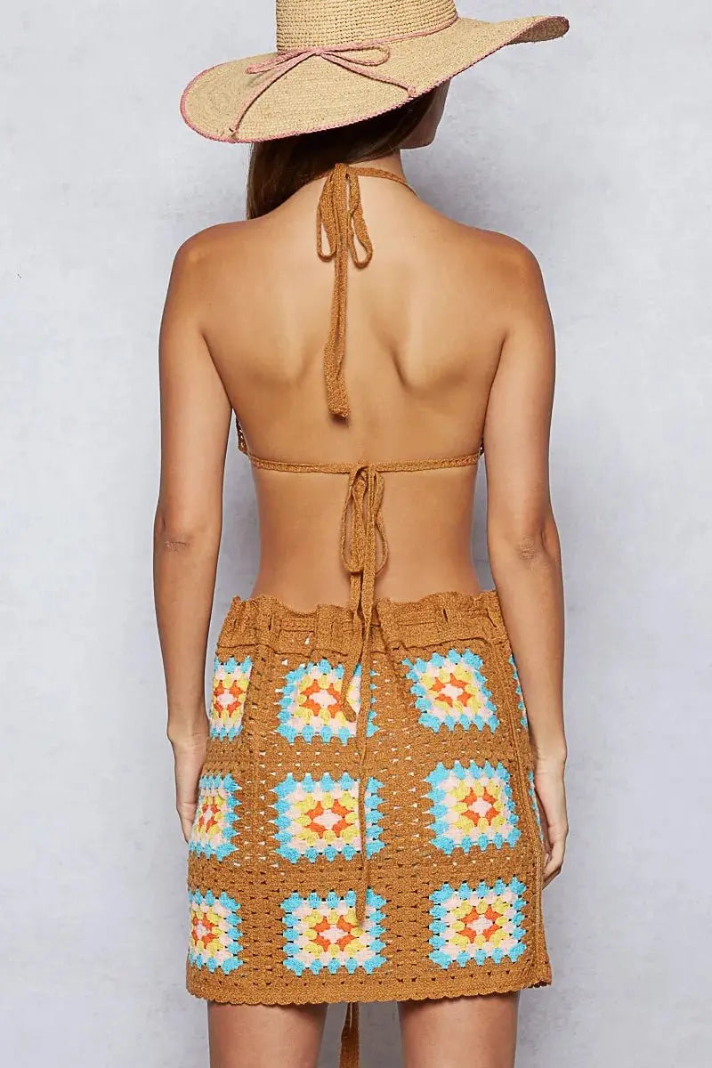 Women's Two Piece Crochet Set Crochet Halter Set - Two Piece - Women's Summer Outfit