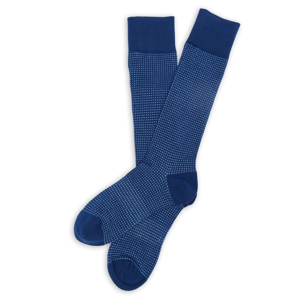 Powder / Navy Birdseye Dress Socks