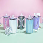 Sublimation 12oz Blank White, Pink, Blue, Purple, Silver Glitter Holographic Sippy Cup Stainless Drinking Tumbler