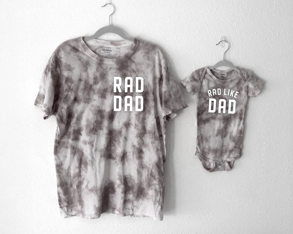 Tie Dye Rad Dad and Rad Like Dad Matching Tees and Baby Bodysuits