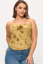 Rosalia Plus Size Lace Up Corset Tube Top – Boned Bodice & Back Lace Up