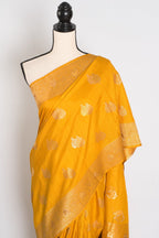 Roshni: Yellow & Gold Semi Tussar Banarasi Silk Saree | Budget-Friendly