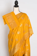 Roshni: Yellow & Gold Semi Tussar Banarasi Silk Saree | Budget-Friendly