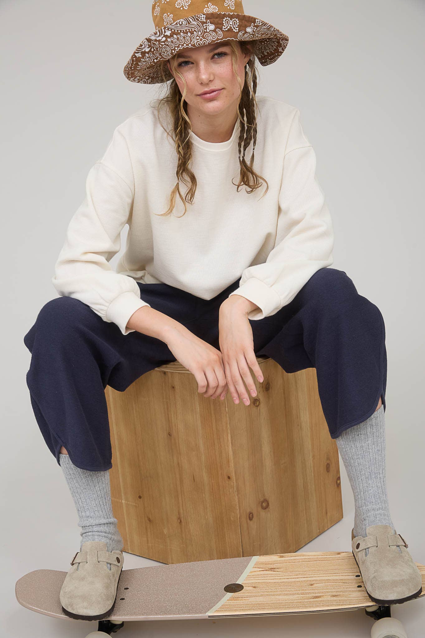 Round Up Raw Edge Marled Knit Top - Brown or Oatmeal