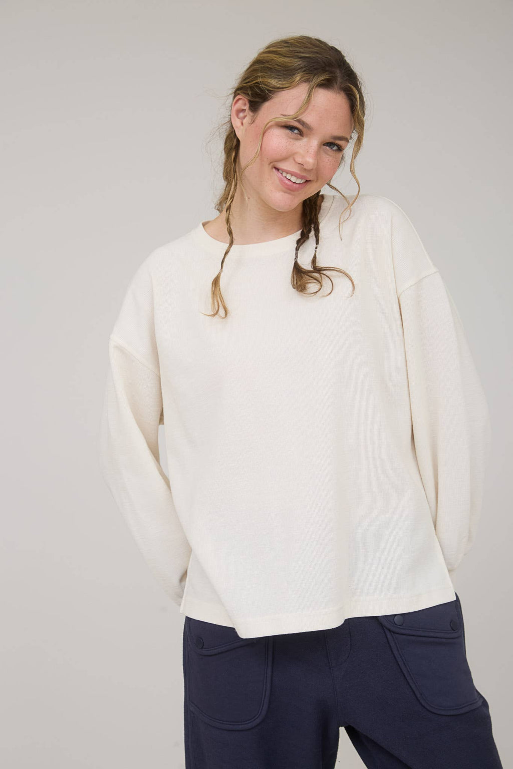 Round Up Raw Edge Marled Knit Top - Brown or Oatmeal