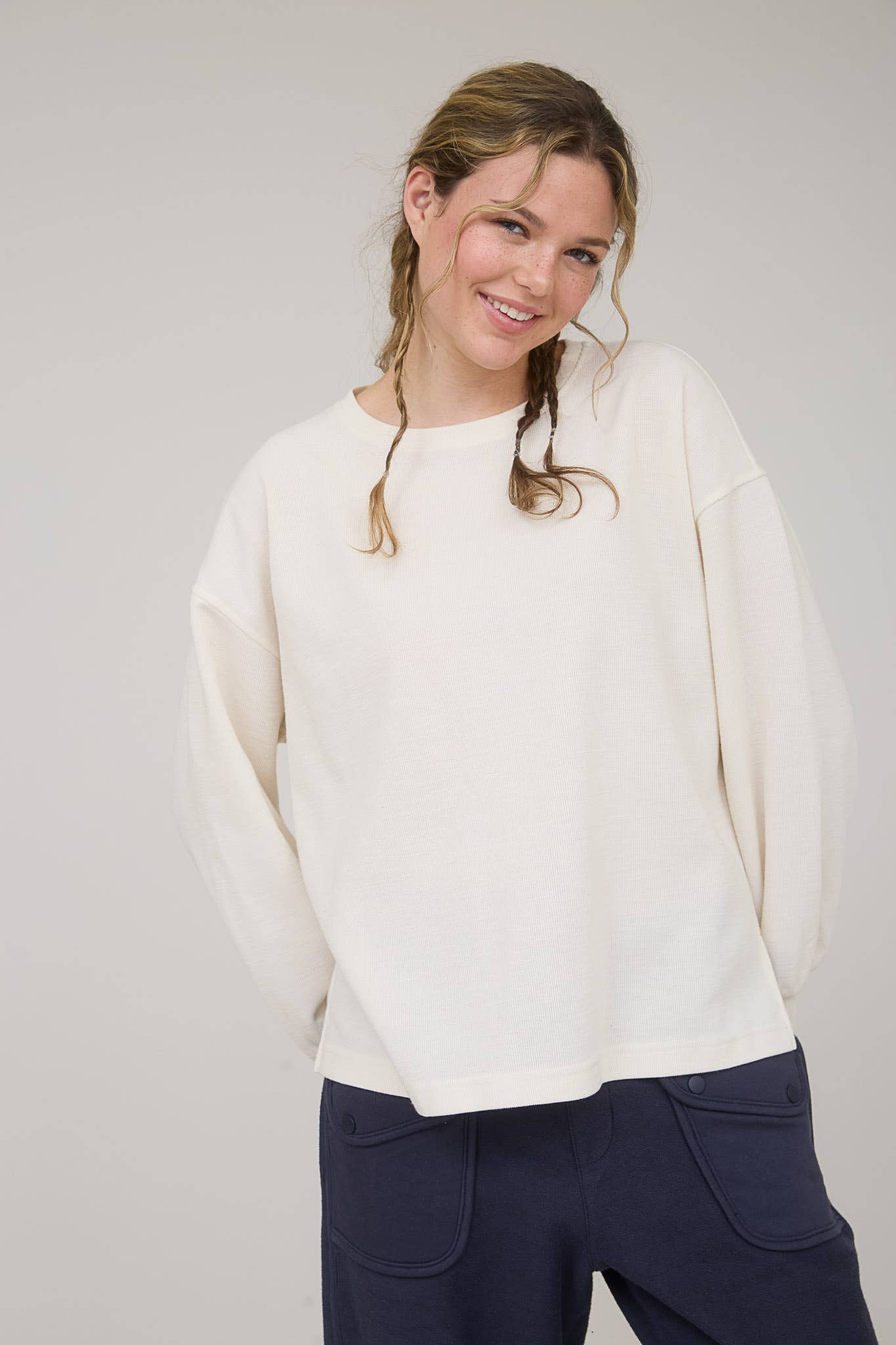 Round Up Raw Edge Marled Knit Top - Brown or Oatmeal