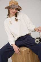 Round Up Raw Edge Marled Knit Top - Brown or Oatmeal