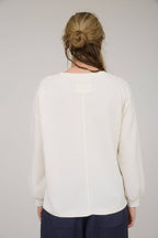 Round Up Raw Edge Marled Knit Top - Brown or Oatmeal