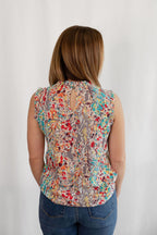 Ruffle Neck Sleeveless Top - Medium remaining