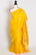 Saira: Bright Yellow Lightweight Banarasi Katan Silk Saree | Silk Mark Certified