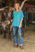 Santa Anna Short Sleeved Textured Top - 5 colors available