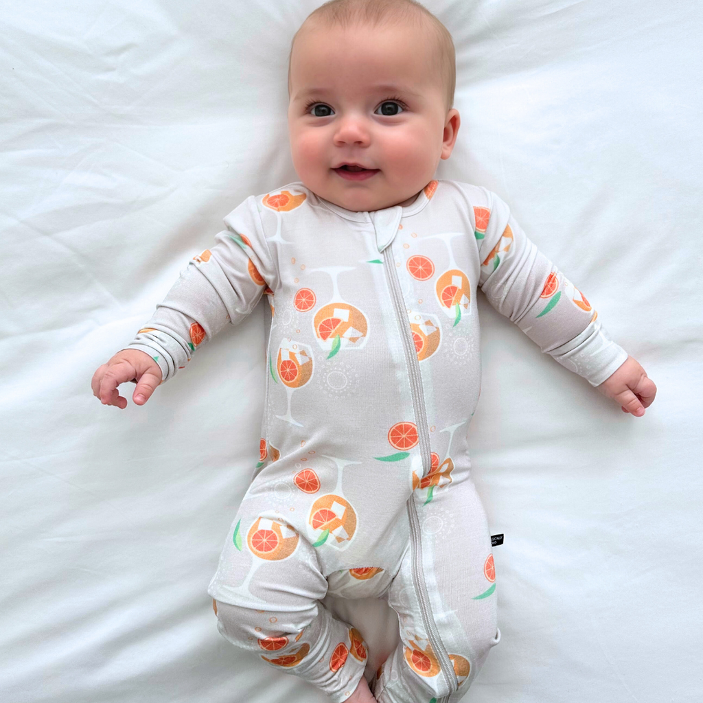 Amalfi Coast Spritz Gray Zippered Romper