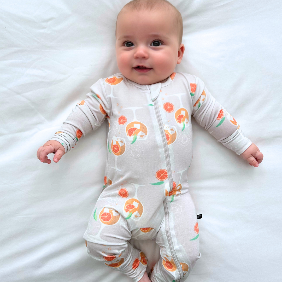 Amalfi Coast Spritz Gray Zippered Romper