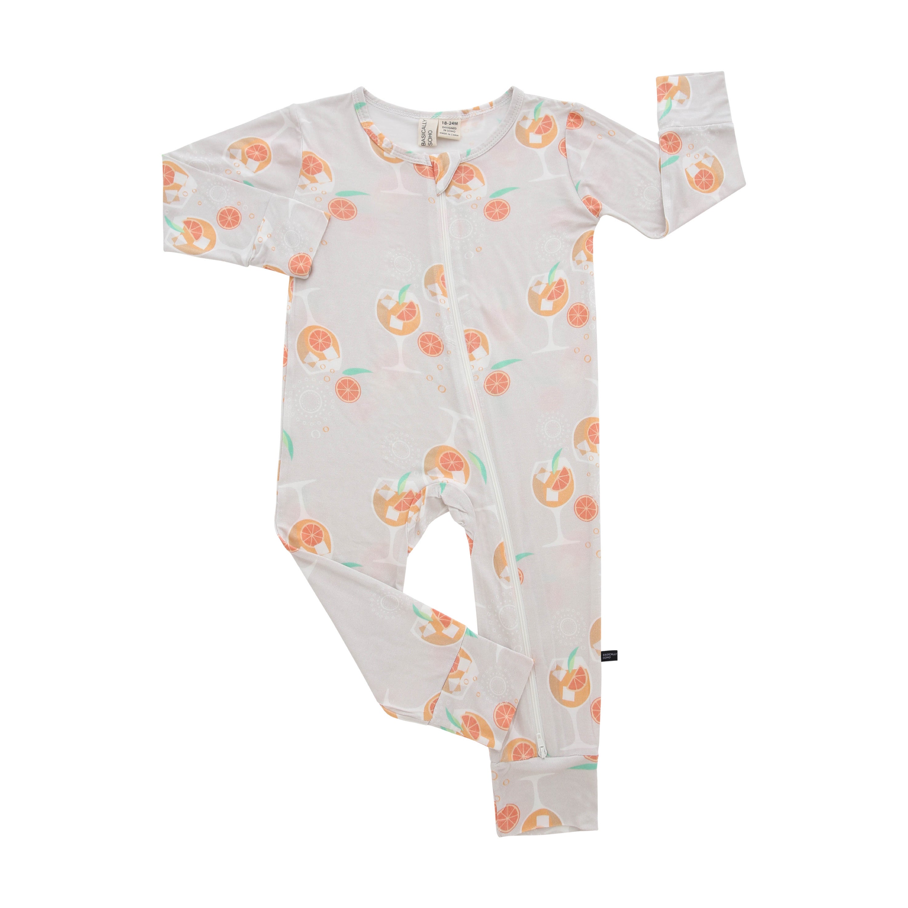 Amalfi Coast Spritz Gray Zippered Romper