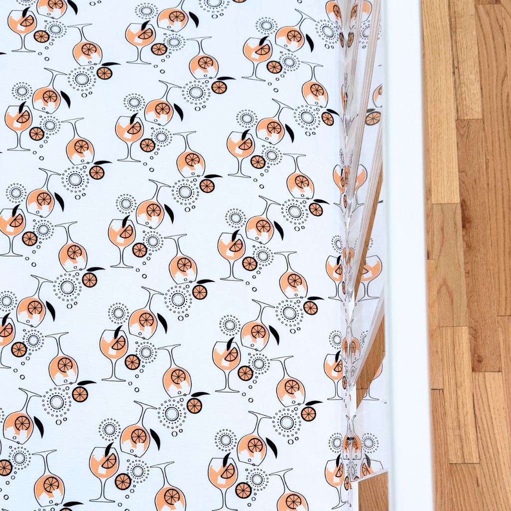 Amalfi Coast Spritz White Crib Sheet