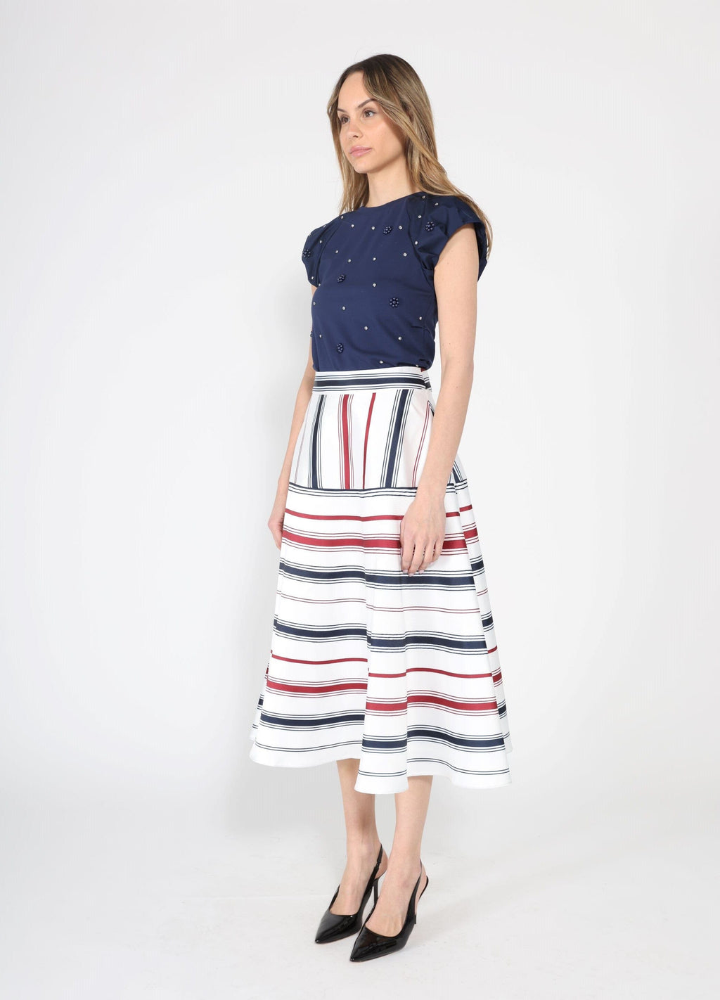 Gracia Fashion Women's Stripe Pattern A-Line Skirt