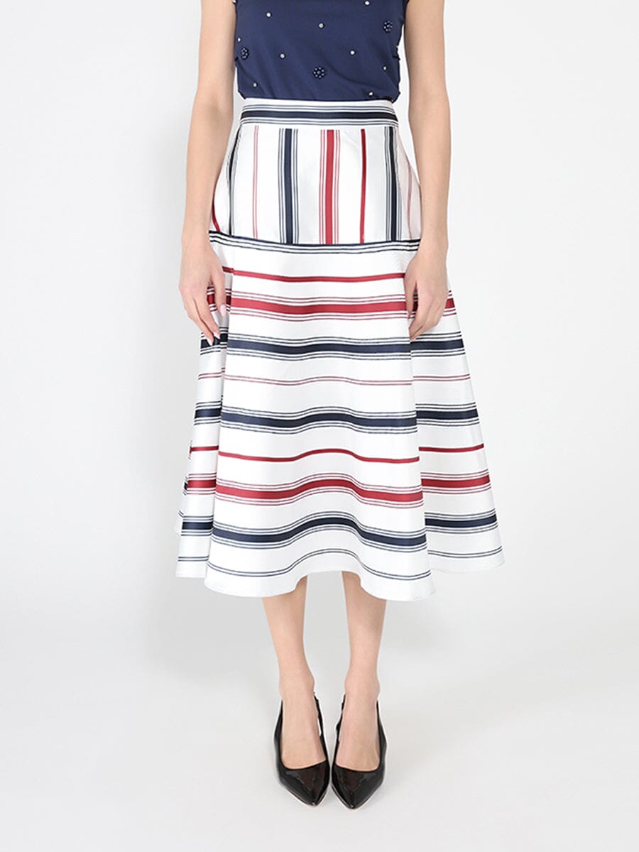 Gracia Fashion Women's Stripe Pattern A-Line Skirt
