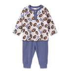 Baby Boy Football Outfit – Bamboo Henley Shirt & Pants Set