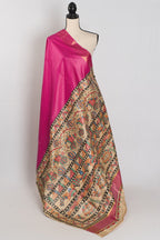 Tithi: Rani Pink Staple Tussar Saree | Hand-Painted Madhubani Pallu