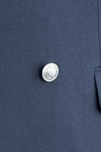 Modern Fit Double-Breasted Navy Men’s Suit with Silver-Tone Metal Buttons – Wessi
