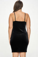 Velours Mini Feather Trim Lush Plus Size Mini Dress