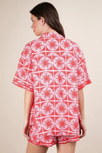 Women's Shirt & Shorts Set - Lightweight Plus Size - Tropical Print