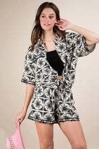 Women's Matching Set - Tropical Print Plus Size - Comfy Resort Wear