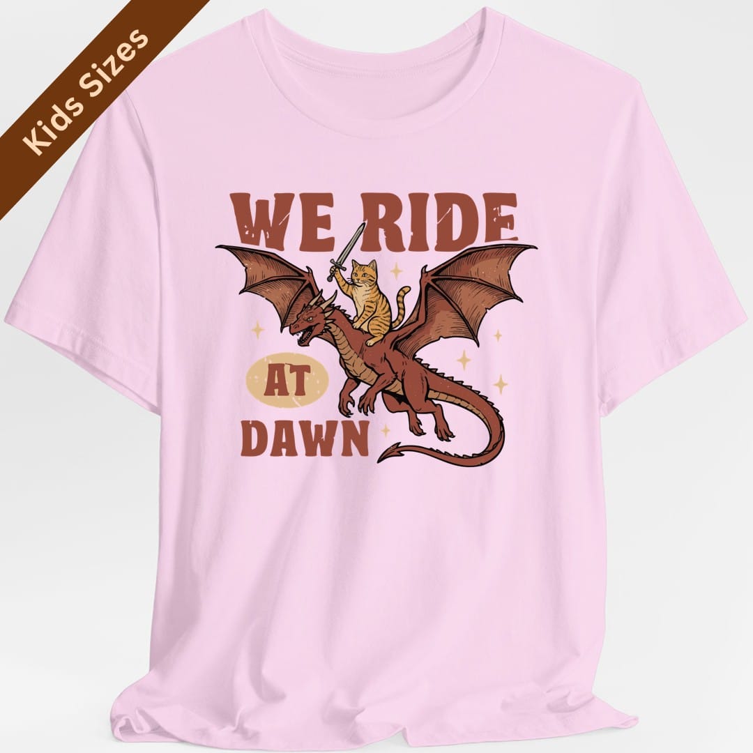 We Ride At Dawn Dragon Cat Kids T-Shirt