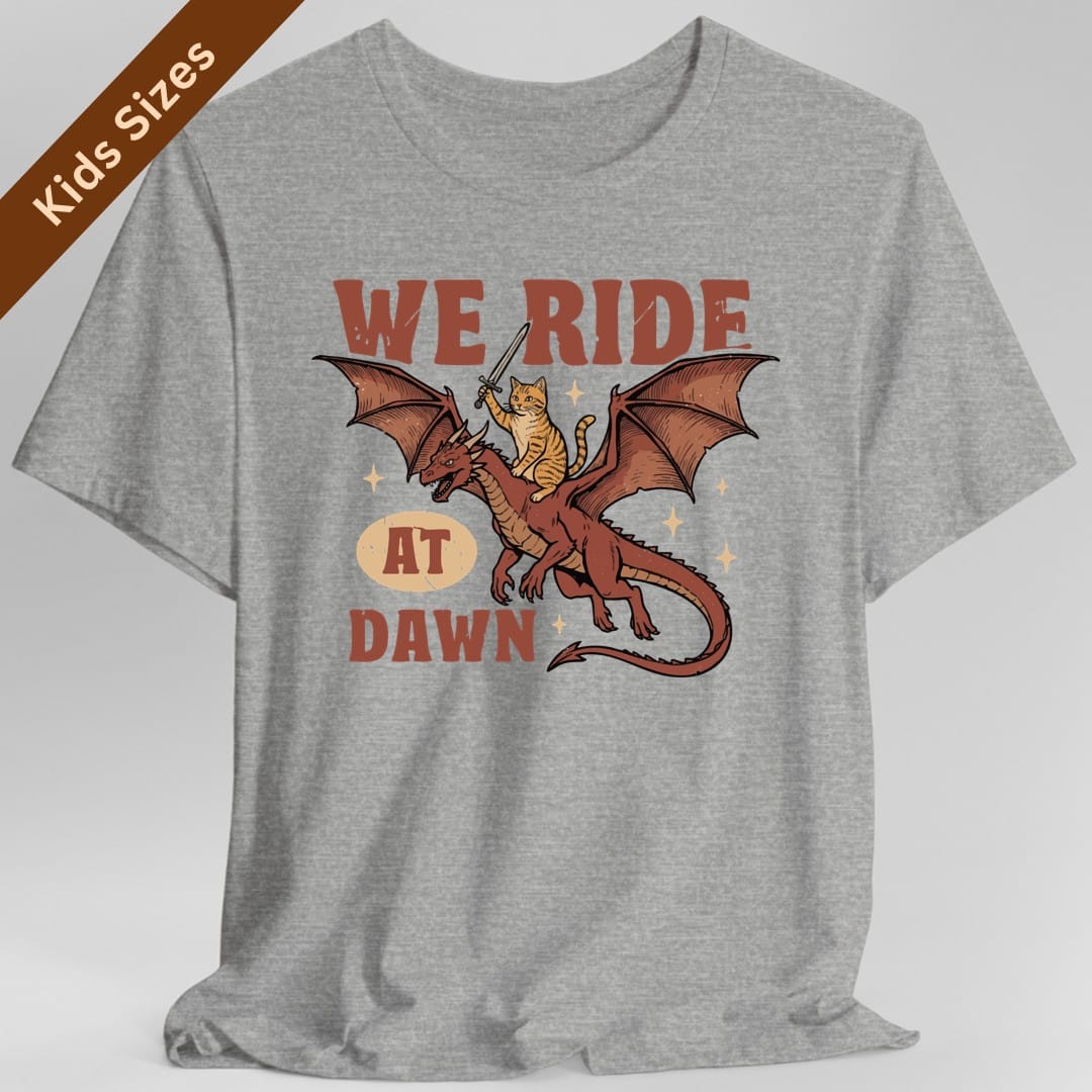 We Ride At Dawn Dragon Cat Kids T-Shirt