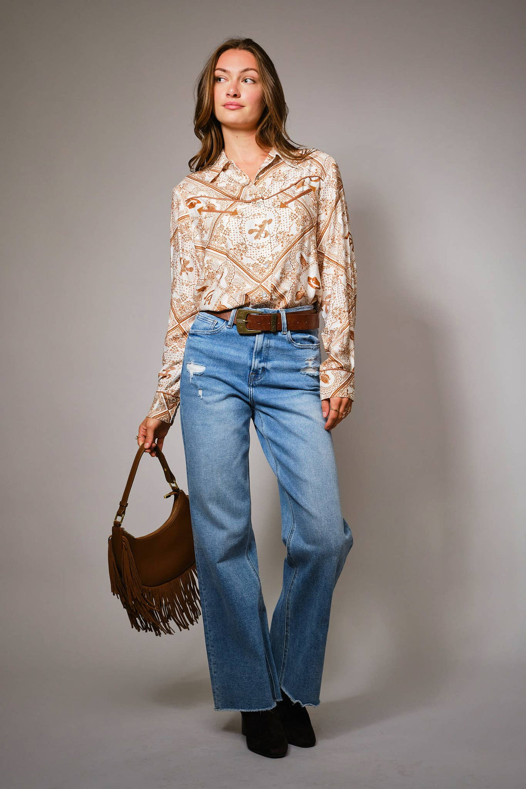 Western Bandana Button-Up Shirt