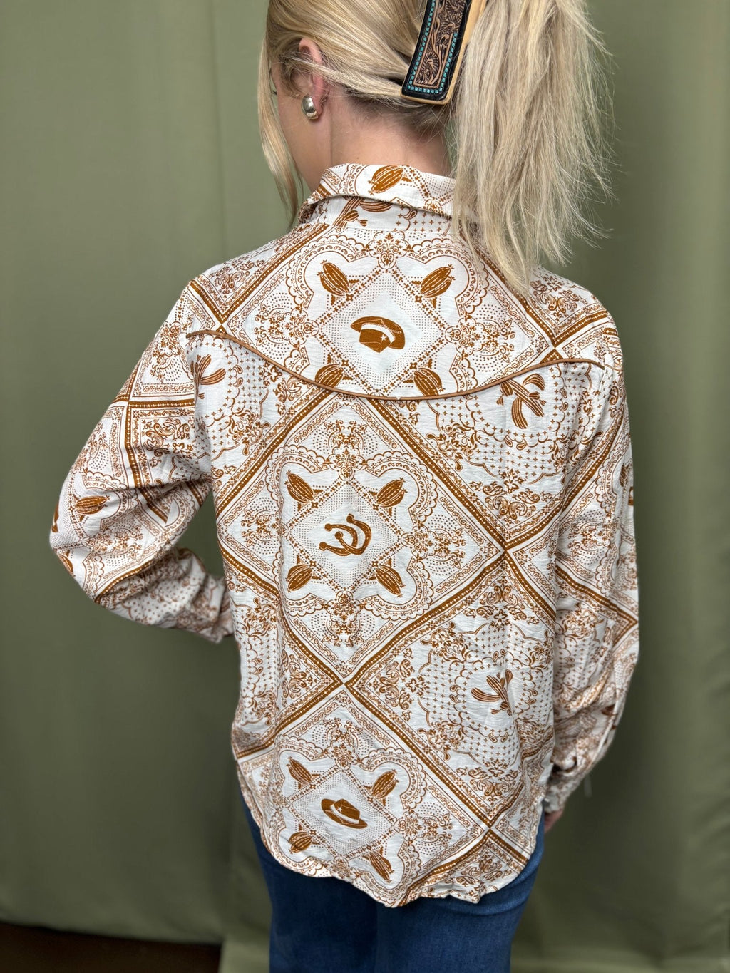 Western Bandana Button-Up Shirt