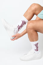 White Howdy Casual Crew Socks