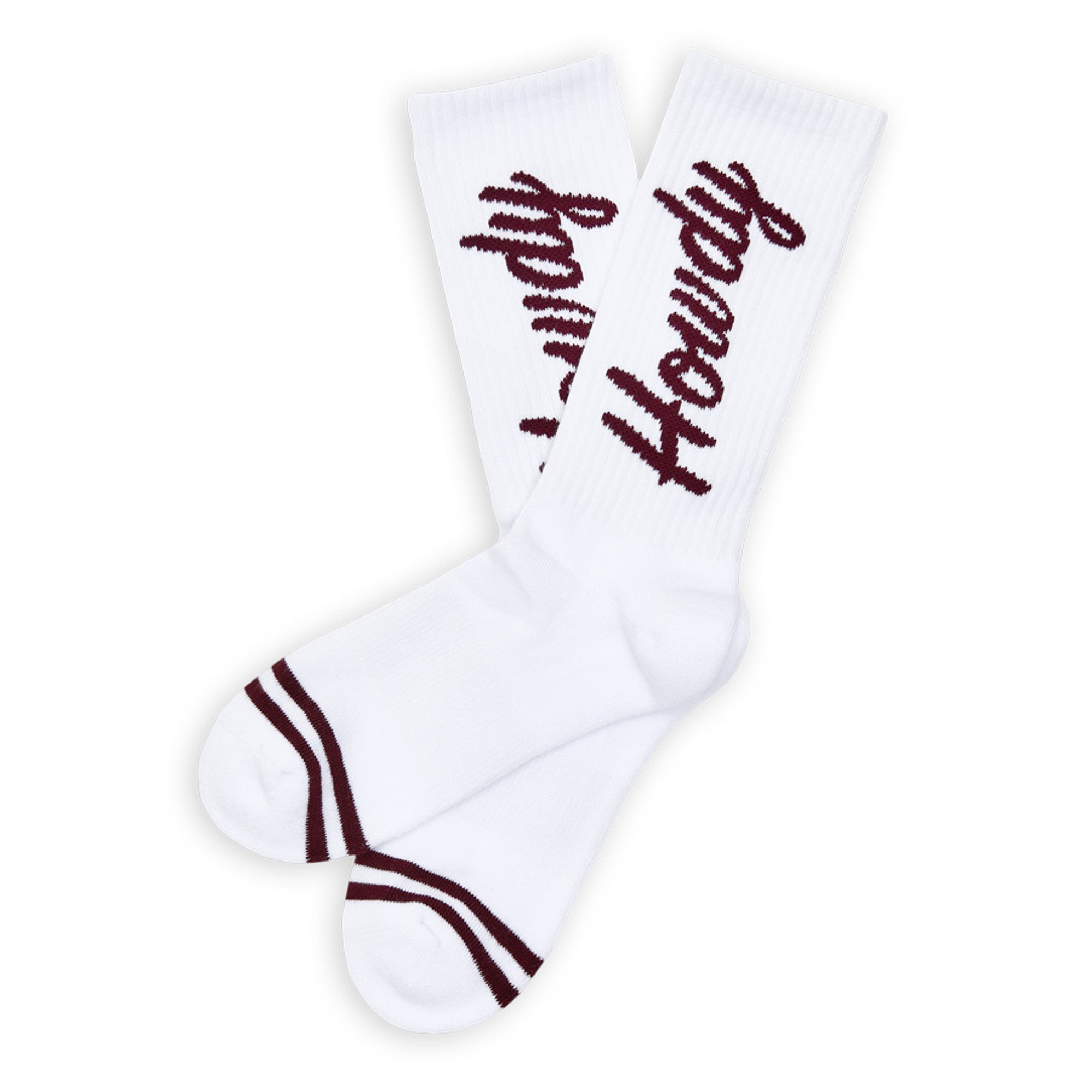 White Howdy Casual Crew Socks