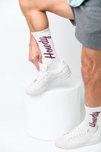 White Howdy Casual Crew Socks