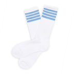 White/Powder 4 Stripe Casual Socks