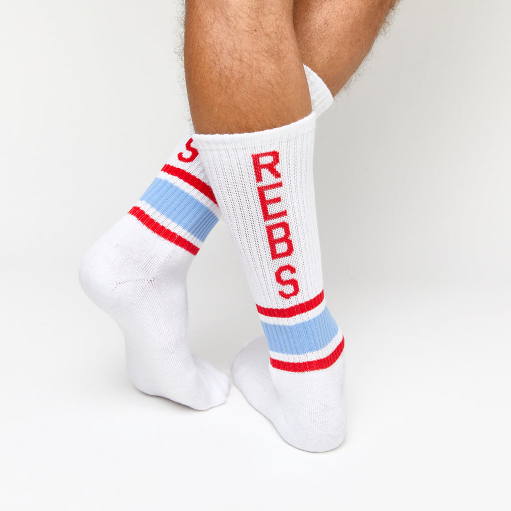 White Rebs Casual Crew Socks
