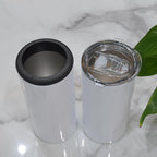 15oz Blank Sublimation Can Cooler With 2 screw on Lids Straight White Tumbler Stainless Double Insulated